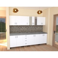 Bucatarie Alfa 2.6 metri PAL alb cu blat Beton Bucatarie Alfa 2.6 metri PAL alb cu blat Beton